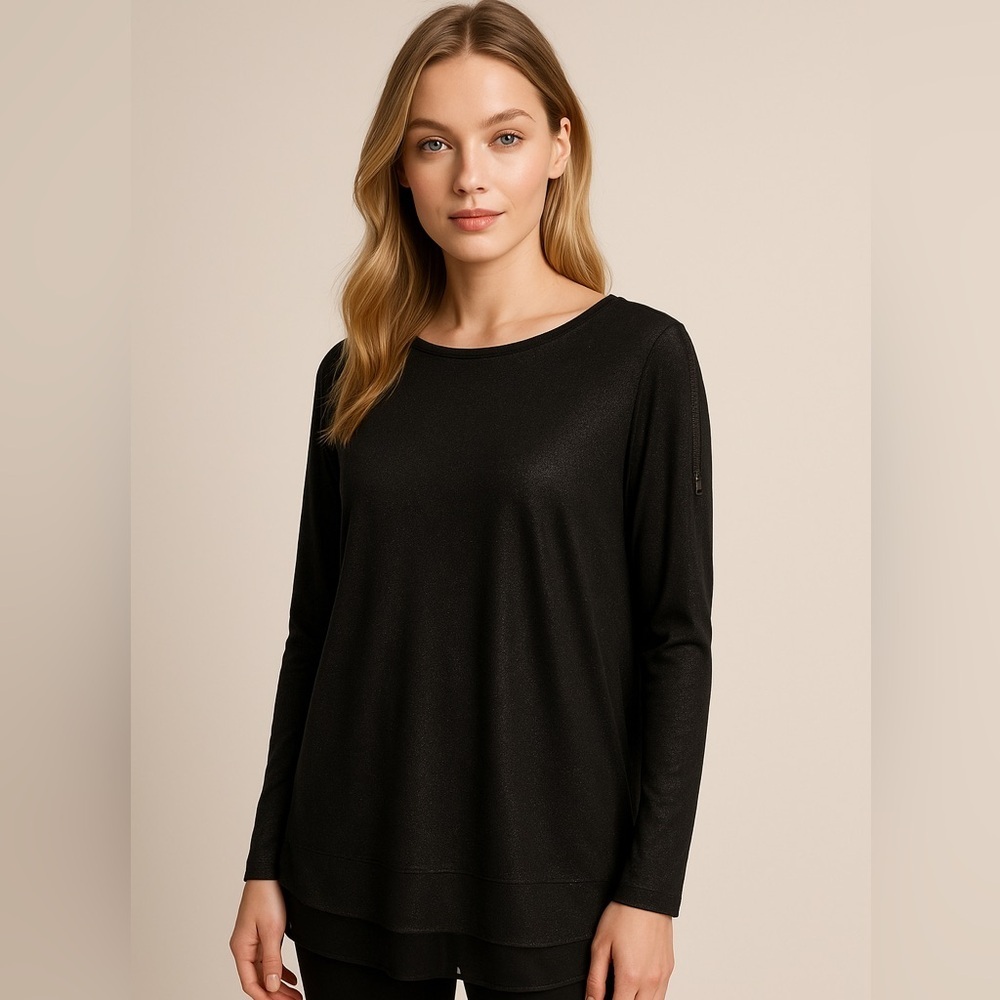👚 Jones New York Black Metallic Sweatshirt - Size M (NWT) ✨